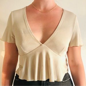Cream peplum tee